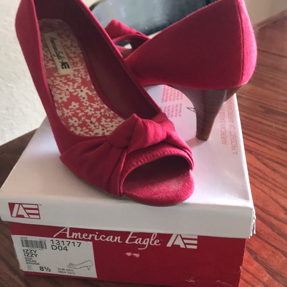 Red Opened Toe Heels